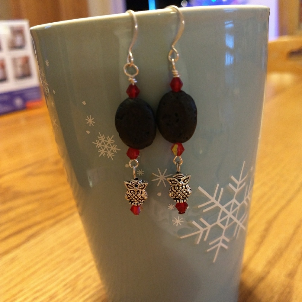 Owl essential oil diffusing dangle earrings